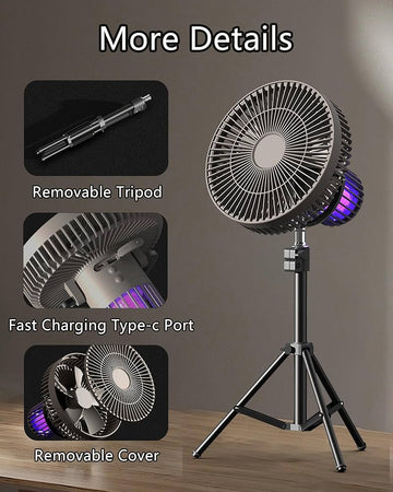 Rechargeable Mosquito Killer Fan with Lighting & Tripod Stand